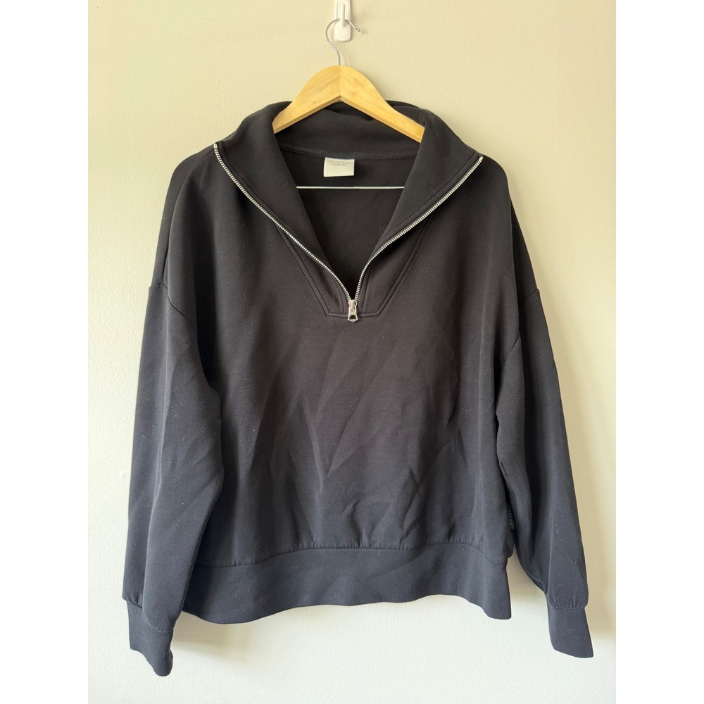 Quiet Luxury Cozy Varley Quarter Zip Pullover XL Black DoubleSoft - Picture 1 of 6